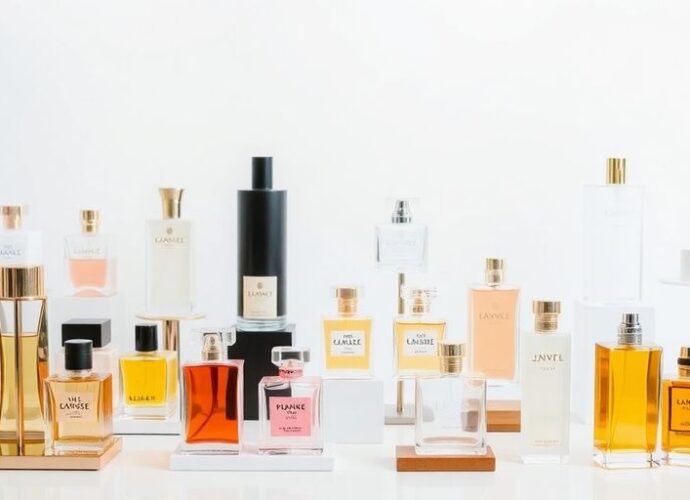 Verschiedene Parfum Ständer mit eleganten Designs.